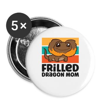 Frilled Dragon Mom Reptile Frilled Lizard - Buttons large 2.2''/56 mm (5-pack) - white - Front
