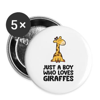 Just a Boy Who Loves Giraffes - Buttons large 2.2''/56 mm (5-pack) - white - Front