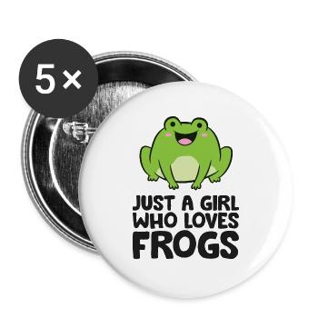 Juste une fille qui aime les grenouilles - Lot de 5 grands badges (56 mm) - blanc - Devant