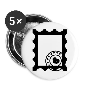 Stamp contour with stamp with hearts - Buttons large 2.2''/56 mm (5-pack) - white - Front