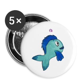 Fisch Forelle - Buttons groß 56 mm (5er Pack) - Weiß - Vorne