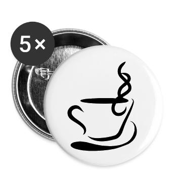 Coffee Illustration Gift Idea for Coffee Drinkers - Buttons large 2.2''/56 mm (5-pack) - white - Front