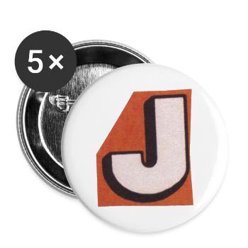 Retro-Buchstabe J - Buttons groß 56 mm (5er Pack) - Weiß - Vorne