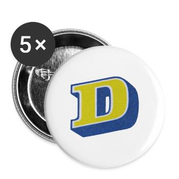 Buchstabe D Typografie - Buttons groß 56 mm (5er Pack) - Weiß - Vorne