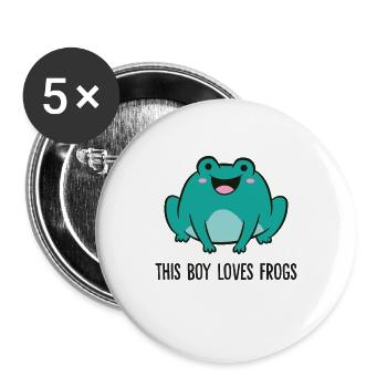 Drôle d’amoureux des grenouilles Ce garçon aime - Lot de 5 grands badges (56 mm) - blanc - Devant