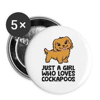 Just a Girl Who Loves Cockapoos - Buttons large 2.2''/56 mm (5-pack) - white - Front