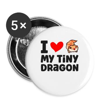 Ich liebe meinen kleinen Drachen Reptil Pogona - Buttons groß 56 mm (5er Pack) - Weiß - Vorne