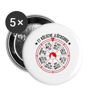 Köln Glücksrad Et Kölsche Jlöcksrad Et Kütt Kölner - Buttons groß 56 mm (5er Pack) - Weiß - Vorne