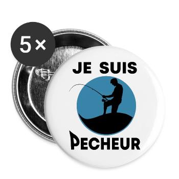 Je suis pêcheur - Lot de 5 grands badges (56 mm) - blanc - Devant