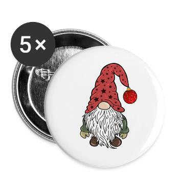 Elfes de Noël Gnom de Noël - Lot de 5 grands badges (56 mm) - blanc - Devant