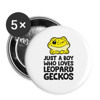 Leopardgecko Reptil Nur ein Junge, der - Buttons groß 56 mm (5er Pack) - Weiß - Vorne
