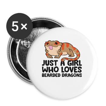 Reptile barbu juste une fille qui aime barbu - Lot de 5 grands badges (56 mm) - blanc - Devant