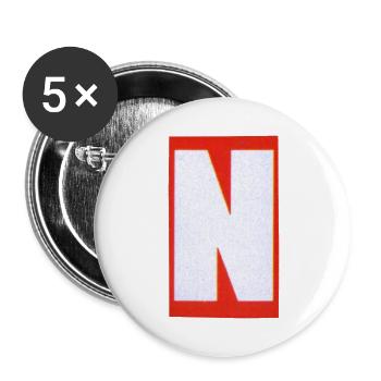 Letter N - Buttons large 2.2''/56 mm (5-pack) - white - Front
