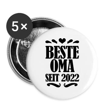 Beste Oma seit 2022 - Buttons groß 56 mm (5er Pack) - Weiß - Vorne
