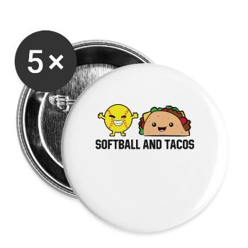 Softball und Tacos Lustige Softball-Tacos - Buttons groß 56 mm (5er Pack) - Weiß - Vorne
