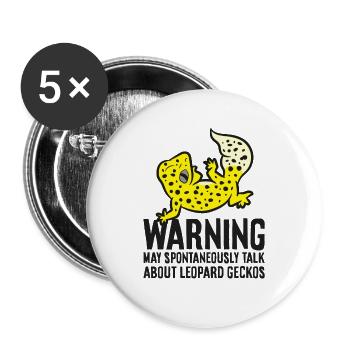 Warnung kann spontan über Leopardgeckos sprechen - Buttons groß 56 mm (5er Pack) - Weiß - Vorne