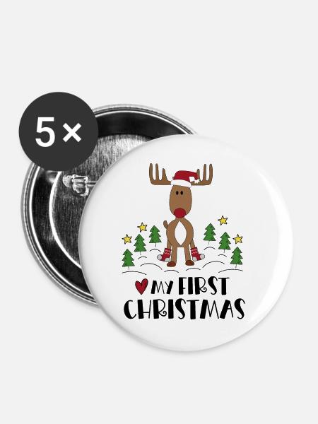 My first Christmas - Buttons groß 56 mm (5er Pack) - Weiß