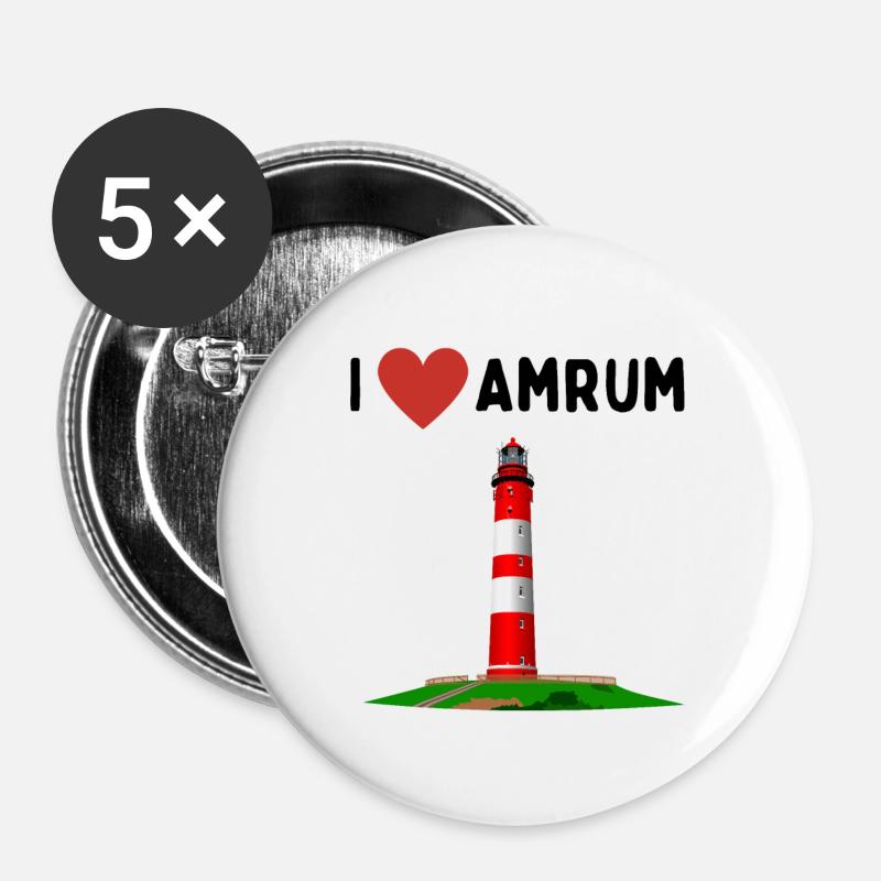 I love Amrum - Buttons large 2.2''/56 mm (5-pack) - white