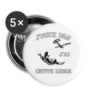 J'Peux Pas J'ai Chute Libre Cadeau Parachutiste - Lot de 5 grands badges (56 mm) - blanc - Devant