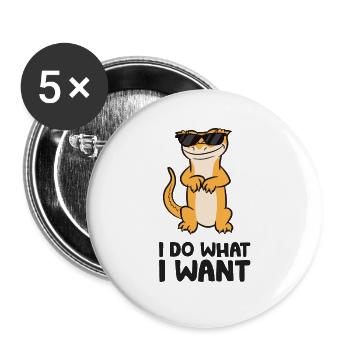 I Do What I Want Reptile Lizard Crested Gecko - Buttons large 2.2''/56 mm (5-pack) - white - Front