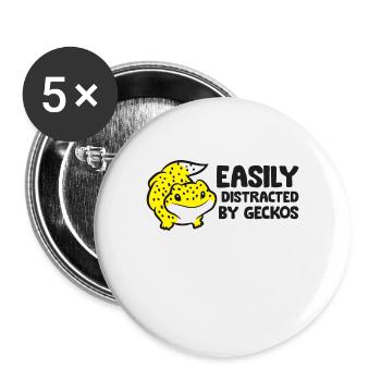 Easily Distracted By Geckos Leopard Gecko Crested - Buttons large 2.2''/56 mm (5-pack) - white - Front