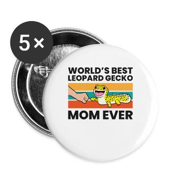 Leopard Gecko Mama World's Best Leopard Gecko Mom - Buttons groß 56 mm (5er Pack) - Weiß - Vorne