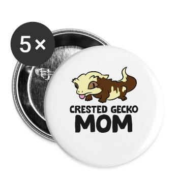 Kammgecko Mama Eidechse Reptil Kammgecko Mama - Buttons groß 56 mm (5er Pack) - Weiß - Vorne