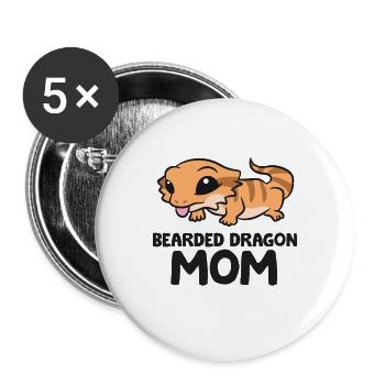 Bearded Dragon Mom Lizard Reptile Bearded Dragon - Buttons large 2.2''/56 mm (5-pack) - white - Front