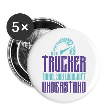 Camionneur drôle de dicton - Lot de 5 grands badges (56 mm) - blanc - Devant