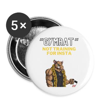 Gymrat - Lot de 5 grands badges (56 mm) - blanc - Devant