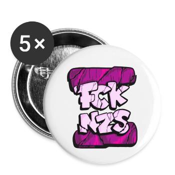 FCKNZS pink - Buttons groß 56 mm (5er Pack) - Weiß - Vorne