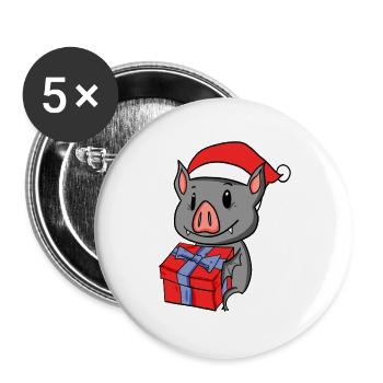 Bébé chauve-souris de Noël avec cadeau - Lot de 5 grands badges (56 mm) - blanc - Devant