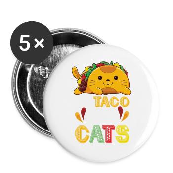 Let's Taco Bout Cats Catlover - Buttons groß 56 mm (5er Pack) - Weiß - Vorne