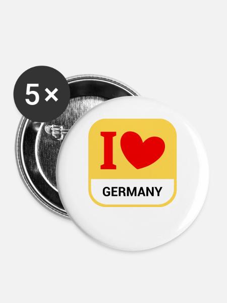 Deutschland - Buttons groß 56 mm (5er Pack) - Weiß