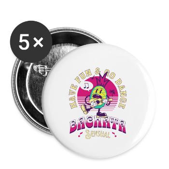Bachata Sensual, Cartoon Style, Retro Look, Dance - Buttons groß 56 mm (5er Pack) - Weiß - Vorne