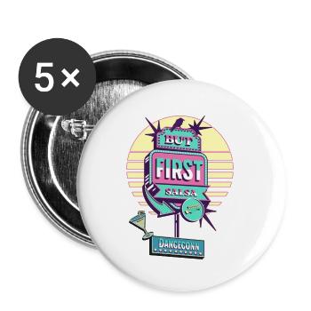 But First Salsa Retro Diner, Vintage, Dance Design - Buttons groß 56 mm (5er Pack) - Weiß - Vorne