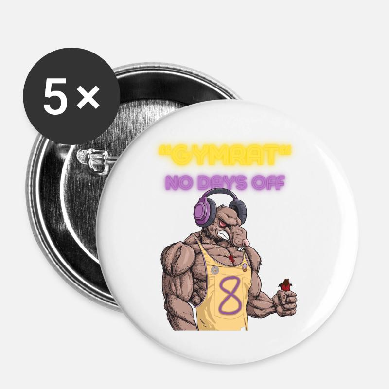 Gym - Buttons groß 56 mm (5er Pack) - Weiß