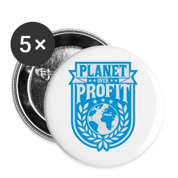 Planète sur le devis de profit - Lot de 5 grands badges (56 mm) - blanc - Devant