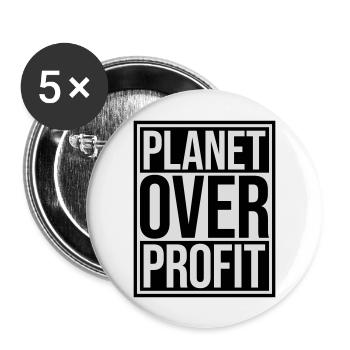 Planète sur le devis de profit - Lot de 5 grands badges (56 mm) - blanc - Devant