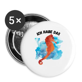 Ich habe das Seepferdchen - Buttons groß 56 mm (5er Pack) - Weiß - Vorne