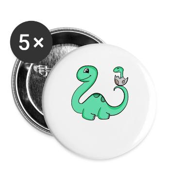 Dinosaur with baby dinosaur - Buttons large 2.2''/56 mm (5-pack) - white - Front