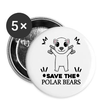 Polar bear Polar bear Environment Climate protection Nature conservation - Buttons large 2.2''/56 mm (5-pack) - white - Front