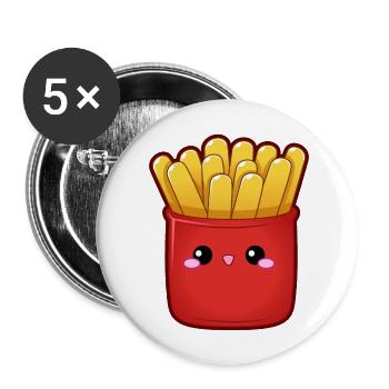 French fries fries fast food face frieze USA - Buttons large 2.2''/56 mm (5-pack) - white - Front