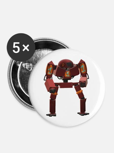dunkelrot - Buttons groß 56 mm (5er Pack) - Weiß