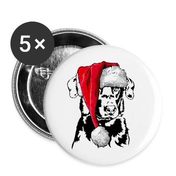 Santa BEAUCERON Weihnachten Hunde Wilsigns - Buttons groß 56 mm (5er Pack) - Weiß - Vorne