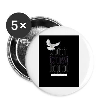 Faith trust loyal 3 - Buttons large 2.2''/56 mm (5-pack) - white - Front