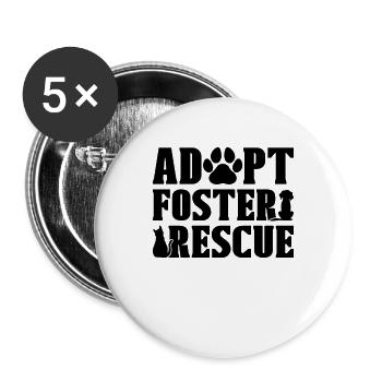 Adopt Foster Animal Rescue Adoption Animal Rescuer - Buttons large 2.2''/56 mm (5-pack) - white - Front