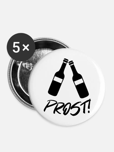Bier Prost - Buttons groß 56 mm (5er Pack) - Weiß