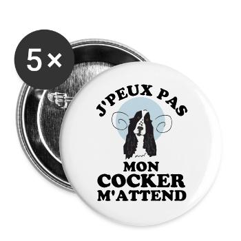 Drôle chien cocker - Lot de 5 grands badges (56 mm) - blanc - Devant