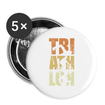 Lustiges Triathlon Event - Buttons groß 56 mm (5er Pack) - Weiß - Vorne